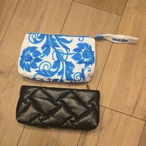Revitalash Black &Estee Blue & White Floral Cosmetic Pouch